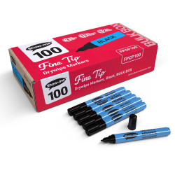 Show-me Black Fine Tip Drywipe Pens - Pack of 100