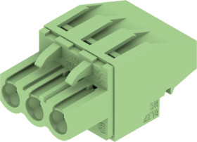 Socket header, 3 pole, pitch 5.08 mm, angled, green, 1440010000