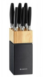 Zestaw noży w drewnianym bloku 7-elementowy Magnat czarny 51229