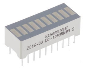 Wyświetlacz diodowy LED 10-segmentowy 100 000 mcd, Czerwony Kingbright 630 nm