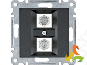 LUMINA Gniazdo antenowe podwójne typu "F" czarne WL3263 HAGER