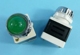 230VAC 20mm 30x35mm GREEN KONTROLKA LED