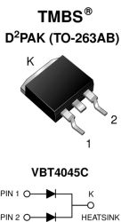 VBT4045C-E3 Dual Low-Voltage Trench MOS Barrier Schottky Rectifier Ultra Low VF = 0.28 V at IF = 5.0 A