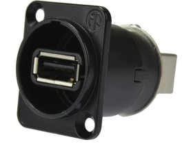 NEUTRIK Gniazdo tablicowe panelowe Adapter USB 2.0 A / B odwracalny czarny NAUSB-W-B