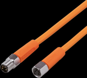 Sensor actuator cable, M8 cable plug, straight, A to M8 cable socket, straight, A, 4 pole/4 pole, 10 m, PVC, orange, 3 A, EVT183