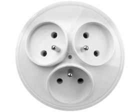 Rozgałeźnik wtyczkowy 3x2P+Z okrągły z podświetleniem biały R-36/S