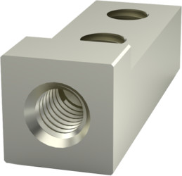 Mounting block, brass, nickel-plated, (L x W x H) 15 x 5 x 5 mm, 05.60.425