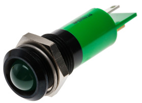Lampka kontrolna do montażu panelowego 24V ac, zielona 14mm LED Końcówka lutownicza RS PRO