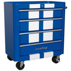 Sealey AP28204BWS Rollcab 4 Drawer Retro Style- Blue with White Stripes