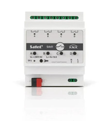Aktor przełączający KNX-SA41 dla systemów automatyki KNX, 4 tory / 1 przekaźnik, Satel