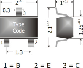 Bipolar junction transistor, PNP, -100 mA, -30 V, SMD, SOT-323, BC859AW