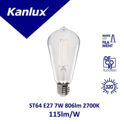 Żarówka LED ST64 XLED W ST64 7W-WW 806lm 2700K barwa ciepła szklana 37381