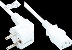 P0130-W005 Power cord type E+F CEE 7/7 to C13 , white, 0,75 mm², 0,5 m
