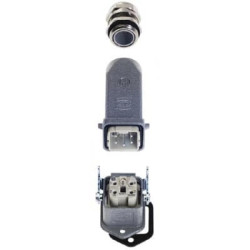 Obudowa metalowa złącza HAN-KIT 3A 4+PE Męski + Żeński 230/400V 10A Han A proste M20 10200040001