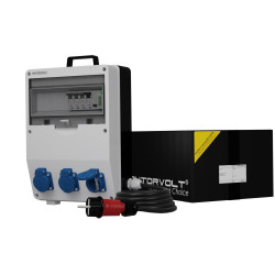 Rozdzielnica budowlana z licznikiem zużycia energii i kablem TD-S/FI SKH 3x230V Schuko Doktorvolt DV-9856-D