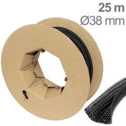 TRU COMPONENTS TC-12352472 T24CA017 Wąż zbrojony czarny poliester 38 do 39 mm 25 m