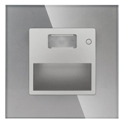 Lampka schodowa LED 230V 1.5W z czujką ruchu - szklana ramka - szary - Tawoia Glass
