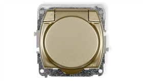 Trend Gniazdo Bryzgoszczelne Z/U Schuko (Klapka Złota) Złoty 6Gpb-1Sp
