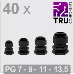 TRU COMPONENTS TC-13448348 Cable gland Polyamide Black 40 pcs