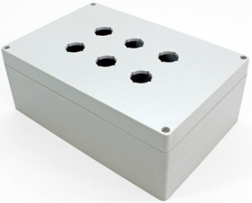 PC push button enclosure, (L x W x H) 241 x 160 x 89 mm, light gray (RAL 7035), IP66, 1554MPB6
