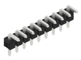 Pin header, 9 pole, pitch 2.54 mm, angled, black, 10057955