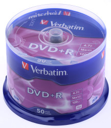 Nienagrana płyta DVD, typ: DVD+R, 4,7 GB, 16X, opakowanie: Trzpień, ilość: 50