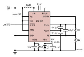 90V Boost DC/DC Converter with APD Bias Current Monitor