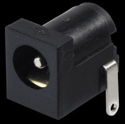 DC-Socket, flat contacts, 2,1mm, 90°