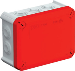 Cable junction box, 136 x 102 x 57 mm, no. of entries: 10, 10 mm², gray/red, IP66, 2007644