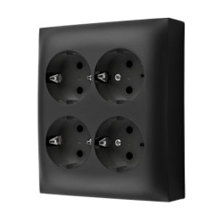 Simon Aquaclick Gniazdo IP20, Schuko, 4-krotne, z przesł. torów prądowych czarny ACGSZN4Z/49