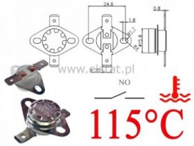 Termostat bimetaliczny 250VAC 10A 115°C poziomy NO