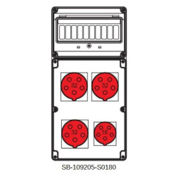 Rozdzielnica 3x5x32A 1x5x16A INA=32A IP54 SB-109205-S0180-54