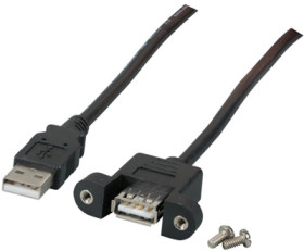USB 2.0 cable for front panel mounting, USB plug type A to USB panel socket type A, 3 m, black, K5291SW.3V2