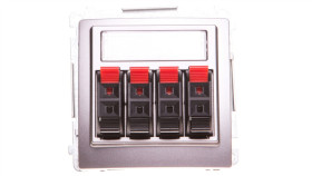 Simon Basic Gniazdo Głośnikowe Poczwórne Z Polem Opisowym Stal Inox Bmgl34.01/21