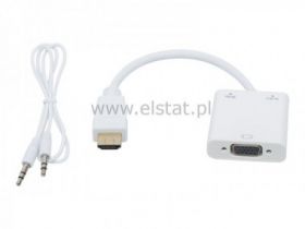 Konwerter adapter z HDMI do VGA z dźw.biały,czarny