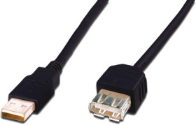 USB 2.0 extension cable, USB plug type A to USB socket type A, 1.8 m, black, AK-300202-018-S