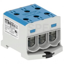 Listwa zaciskowa 3-torowa Al/Cu 6-95mm2 490A 1500V na szynę TH35 niebieski OTL95-3 MOREK