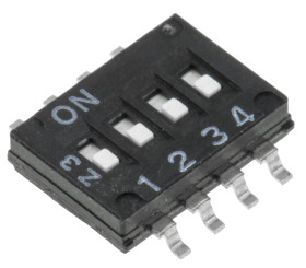 Przełącznik DIP 4-pozycyjny 4PST SMD 25 mA przy 24 V DC -20 → +70°C