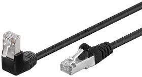 CAT 5eKabel łączący 1x 90 pod kątem,F/UTP, czarny - Długość kabla 1 m
