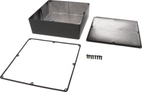 Aluminum die cast enclosure, (L x W x H) 188 x 188 x 67 mm, black (RAL 9005), IP65, 1590WFBK