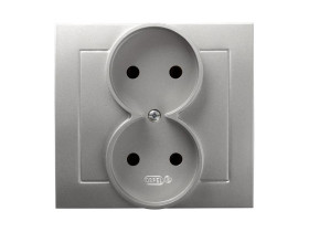 AS Gniazdo podwójne bez uziemienia z ramką srebrne GP-2G/18 OSPEL