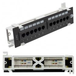 Patch panel RACK 10" kat.6 12p UTP naścienny 1U czarny NEKU