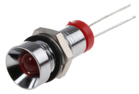 Lampka kontrolna do montażu panelowego 2V dc, czerwona 8mm LED Chrom RS PRO