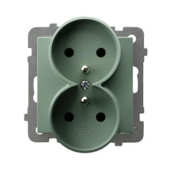 AS Gniazdo podwójne z uziemieniem moduł bez ramki zielony mat GP-2GRZ/m/84