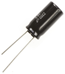 Kondensator 2200μF 10V dc Radialny, Otwór przelotowy Panasonic roztaw: 5mm 10 (Dia.) x 20mm