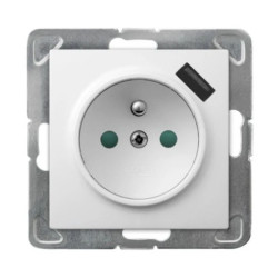 IMPRESJA Gniazdo pojedyncze z/u z przesłonami białe z ładowarką USB GP-1YZPUSB/m/00