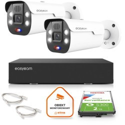 Zestaw monitoringu Easycam z 2 kamerami EC-IP-B8MP50DLT 8MPx z aktywnym odstraszaniem