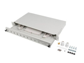 Przełącznica światłowodowa 12xSC simplex / 12xLC duplex rack 19 1U szara + akcesoria FOP1-12SS-LDS