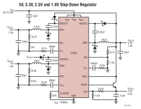 Triple Monolithic Step-Down Regulator with LDO