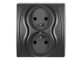 LOGO Gniazdo podwójne z uziemieniem (przesłony torów prądowych) grafitowy 11LGP-2zp KARLIK